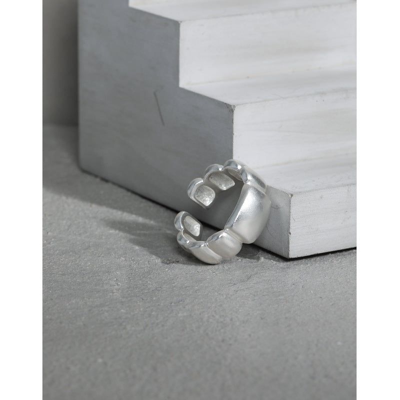 Lovcia Geometry Irregular Bubbles Sterling Adjustable Ring-Rings-Rhodium-Rhodium