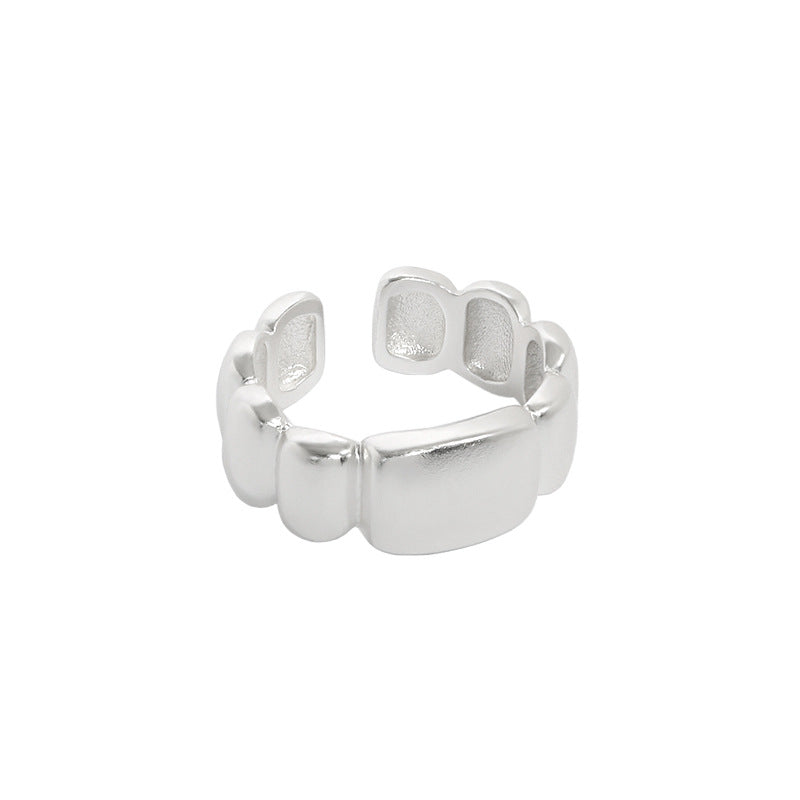 Lovcia Geometry Irregular Bubbles Sterling Adjustable Ring-Rings-Rhodium-Rhodium