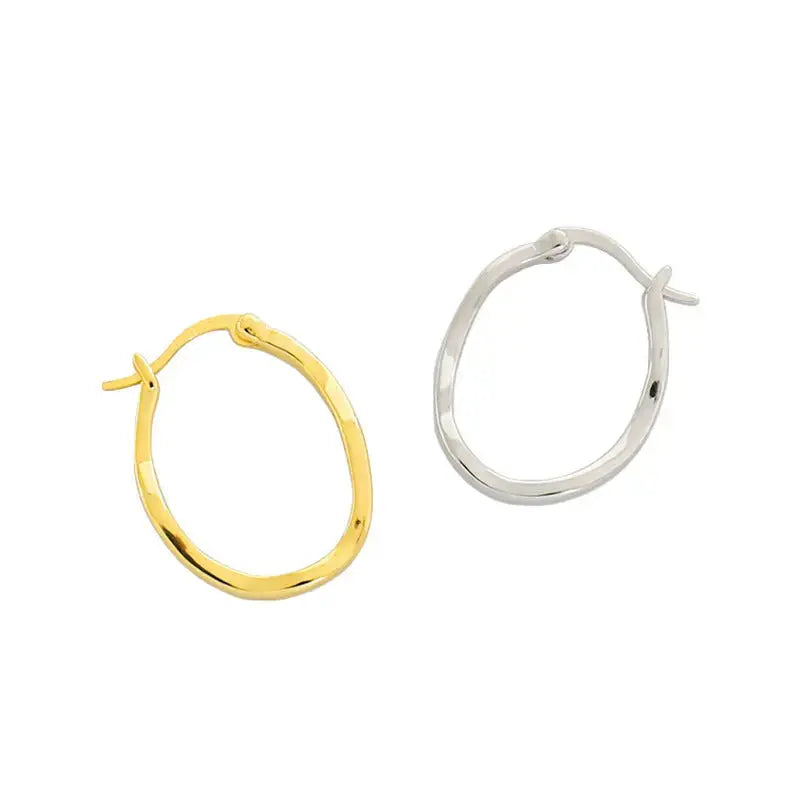 Lovcia Geometry Irregular Circle Hot 925 Sterling Silver Hoop Earrings-Earrings-Rhodium-Rhodium