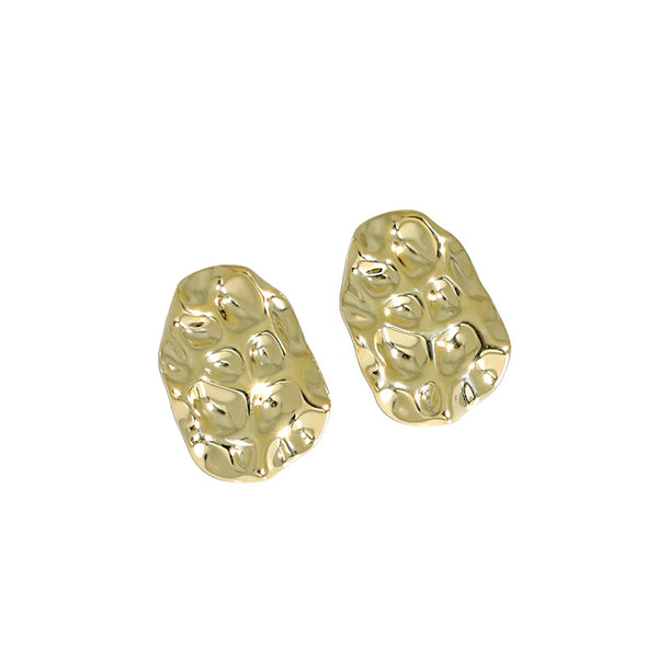 Lovcia Geometry Irregular Hammer Stud Earrings Gold 925-Earrings-14K Yellow Gold-14K Yellow Gold