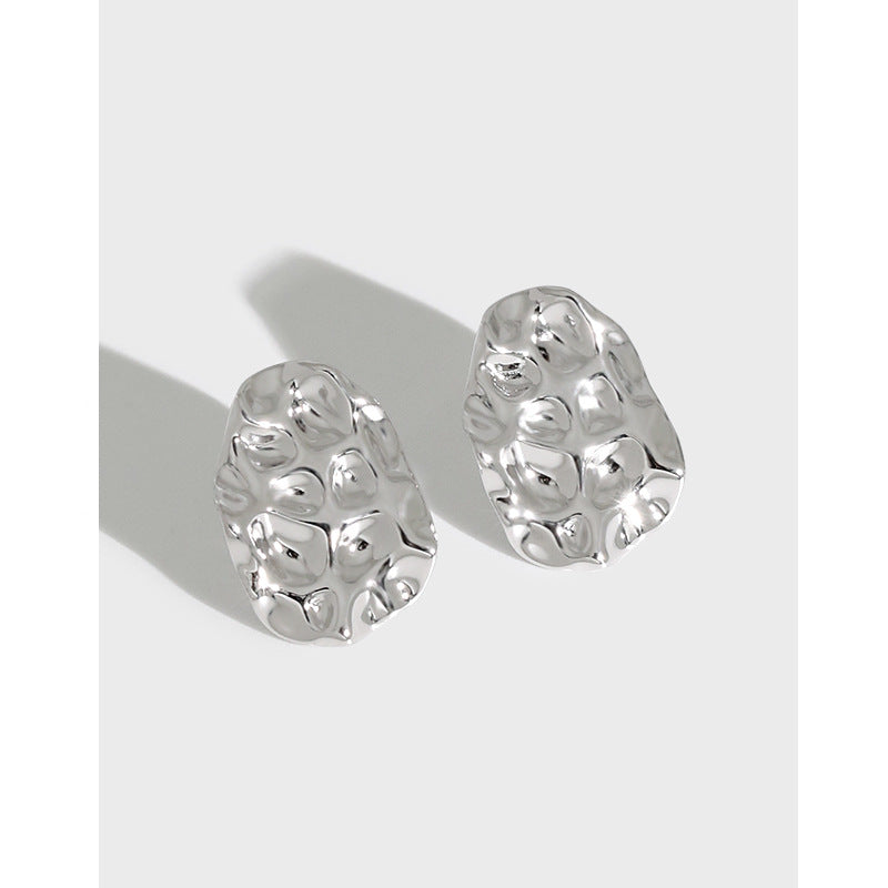 Lovcia Geometry Irregular Hammer Stud Earrings Gold 925-Earrings-14K Yellow Gold-14K Yellow Gold
