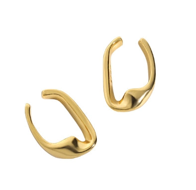 Lovcia Geometry Irregular Hollow Hoop Earrings 6.8mm Gold-Earrings-Yellow Gold-Yellow Gold