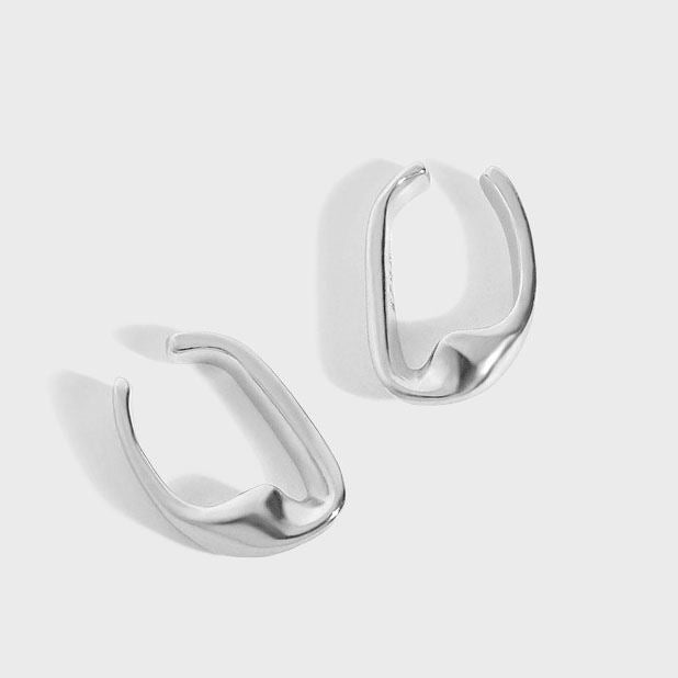 Lovcia Geometry Irregular Hollow Hoop Earrings 6.8mm Gold-Earrings-Yellow Gold-Yellow Gold