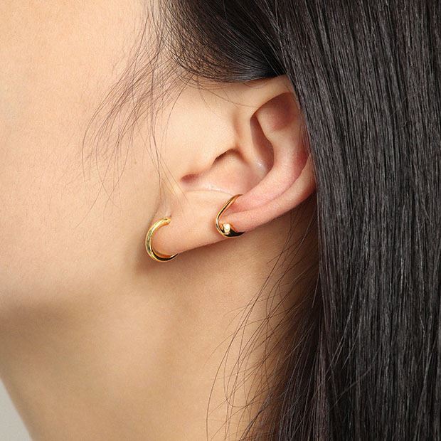Lovcia Geometry Irregular Hollow Hoop Earrings 6.8mm Gold-Earrings-Yellow Gold-Yellow Gold