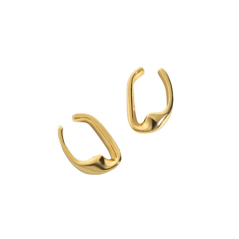 Lovcia Geometry Irregular Hollow Hoop Earrings 6.8mm Gold-Earrings-Yellow Gold-Yellow Gold