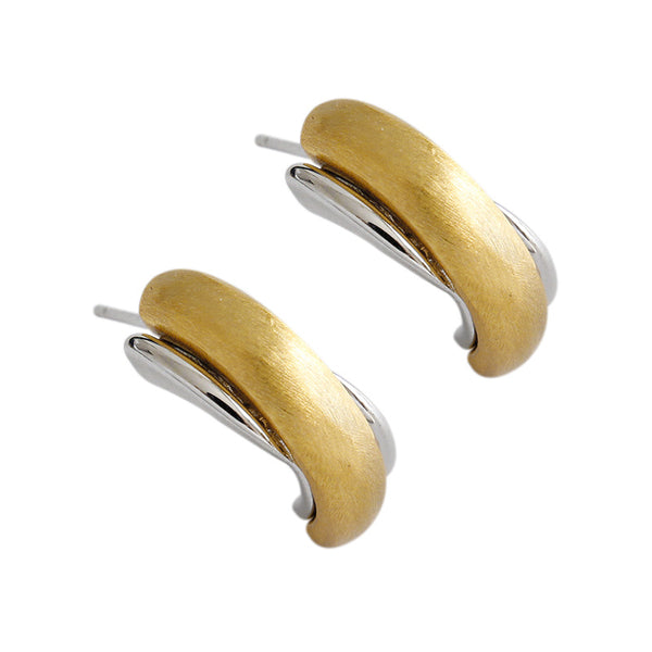Lovcia Geometry Irregular Hoop Earrings 18x6mm Gold-Earrings-Rhodium + Yellow Gold-Rhodium + Yellow Gold