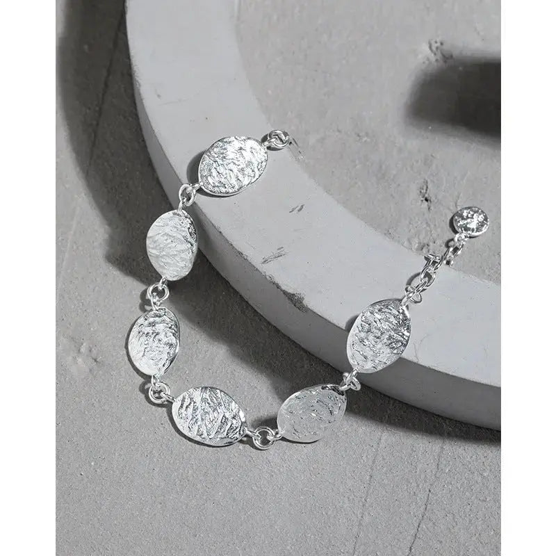 Lovcia Geometry Irregular Leaves 925 Sterling Silver Bracelet-Bracelets-Rhodium-Rhodium