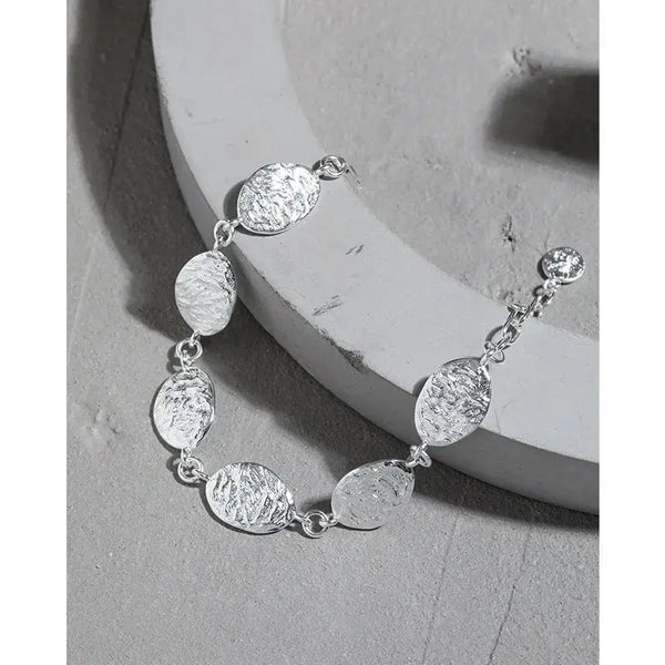 Lovcia Geometry Irregular Leaves 925 Sterling Silver Bracelet-Bracelets-Rhodium-Rhodium