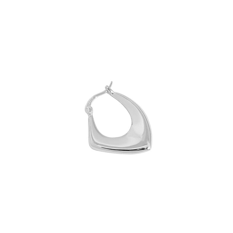 Lovcia Geometry Irregular Rhombus Hoop Earrings Gold 22mm-Earrings-Silver-Silver