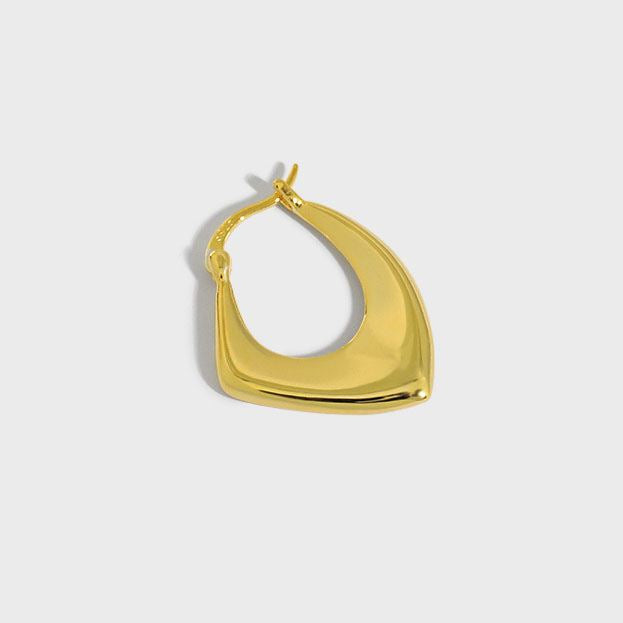 Lovcia Geometry Irregular Rhombus Hoop Earrings Gold 22mm-Earrings-Yellow Gold-Yellow Gold