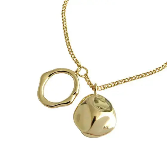 Lovcia Geometry Irregular Round Circle 925 Sterling Silver Necklace-Necklaces-Silver-Silver