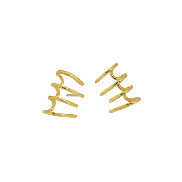 Lovcia Geometry Irregular Spring Gold Plated Stud Earrings-Earrings-Yellow Gold-Yellow Gold
