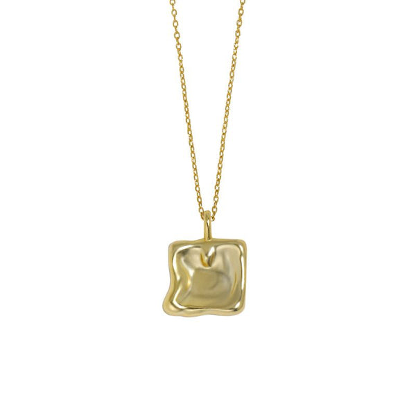 Lovcia Geometry Irregular Square Necklace 15mm Gold-Necklaces-Yellow Gold-Yellow Gold