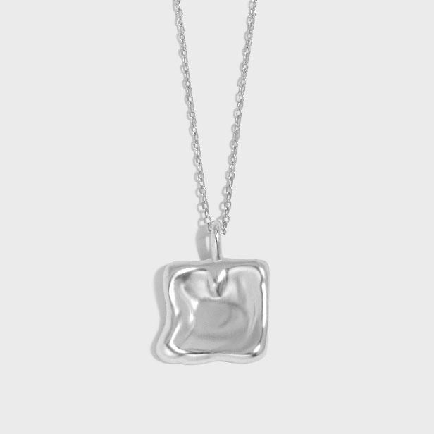Lovcia Geometry Irregular Square Necklace 15mm Gold-Necklaces-Yellow Gold-Yellow Gold