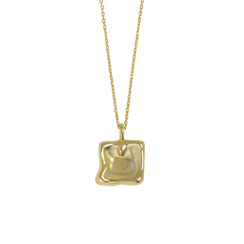 Lovcia Geometry Irregular Square Necklace 15mm Gold-Necklaces-Yellow Gold-Yellow Gold