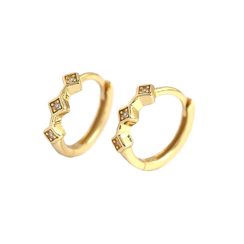 Lovcia Geometry Mini CZ Square Huggie Hoop Earrings Gold-Earrings-Yellow Gold-Yellow Gold