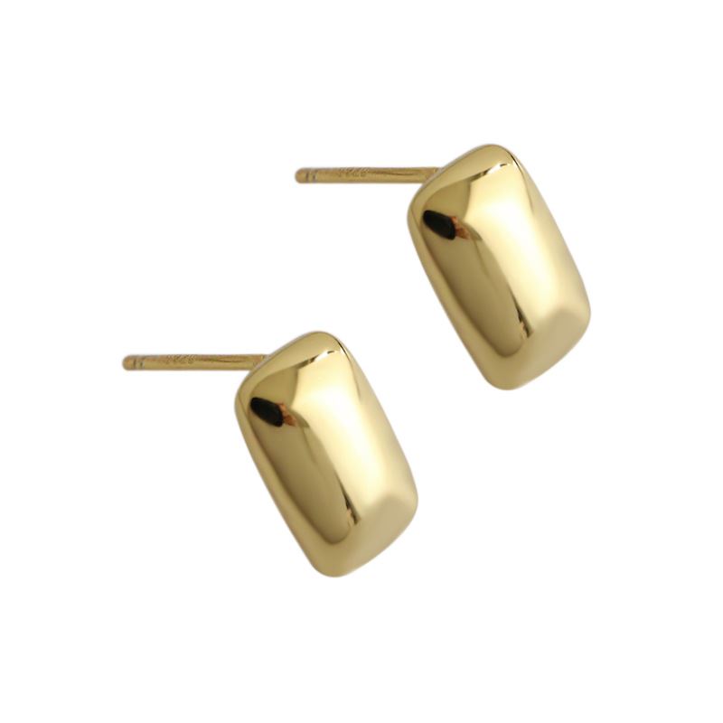 Lovcia Geometry Rectangle 10mmx6.4mm Gold Stud Earrings-Earrings-Yellow Gold-Yellow Gold