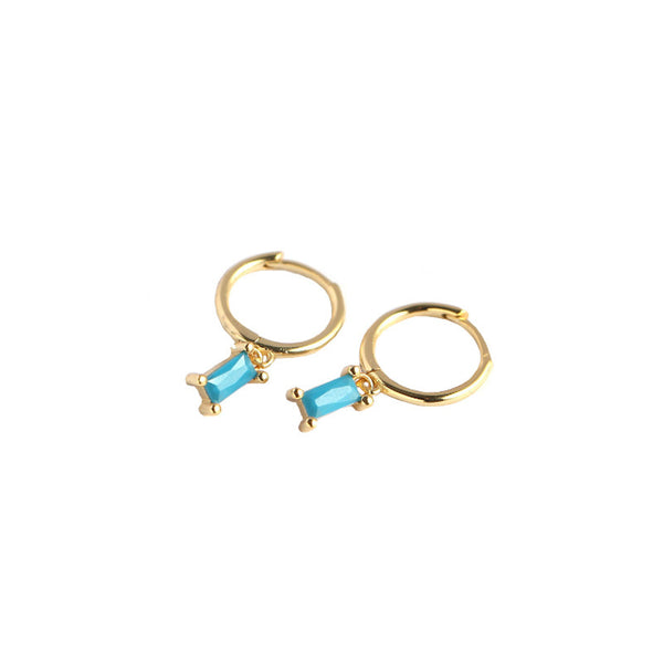 Lovcia Geometry Rectangle CZ Hoop Earrings 20mm Gold-Earrings-Yellow Gold * White Cz-Yellow Gold * White Cz