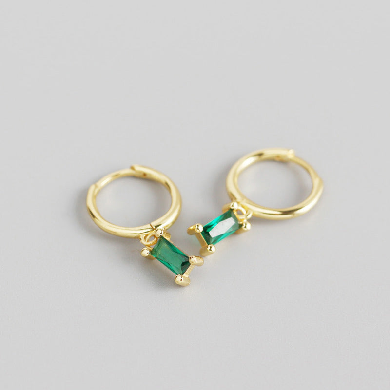 Lovcia Geometry Rectangle CZ Hoop Earrings 20mm Gold-Earrings-Yellow Gold * White Cz-Yellow Gold * White Cz