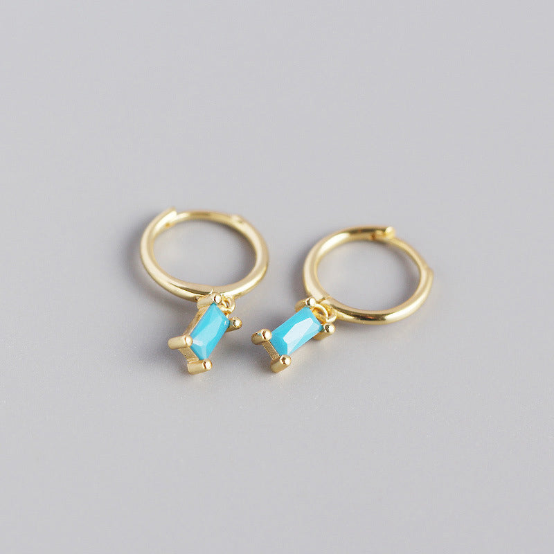 Lovcia Geometry Rectangle CZ Hoop Earrings 20mm Gold-Earrings-Yellow Gold * White Cz-Yellow Gold * White Cz