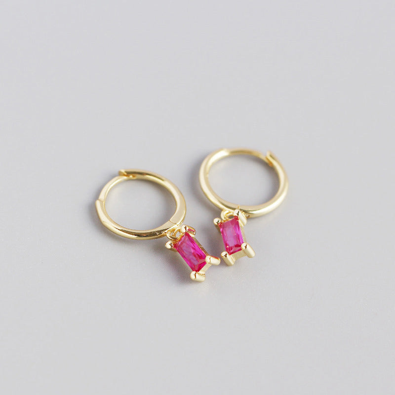 Lovcia Geometry Rectangle CZ Hoop Earrings 20mm Gold-Earrings-Yellow Gold * White Cz-Yellow Gold * White Cz