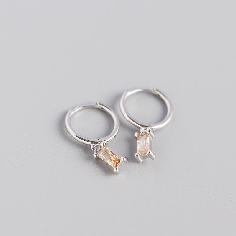 Lovcia Geometry Rectangle CZ Hoop Earrings 20mm Gold-Earrings-Yellow Gold * White Cz-Yellow Gold * White Cz