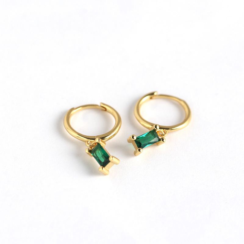 Lovcia Geometry Rectangle CZ Hoop Earrings 20mm Gold-Earrings-Yellow Gold * White Cz-Yellow Gold * White Cz