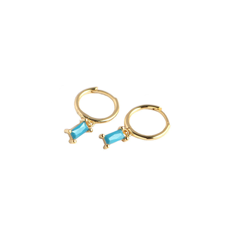 Lovcia Geometry Rectangle CZ Hoop Earrings 20mm Gold-Earrings-Yellow Gold * White Cz-Yellow Gold * White Cz