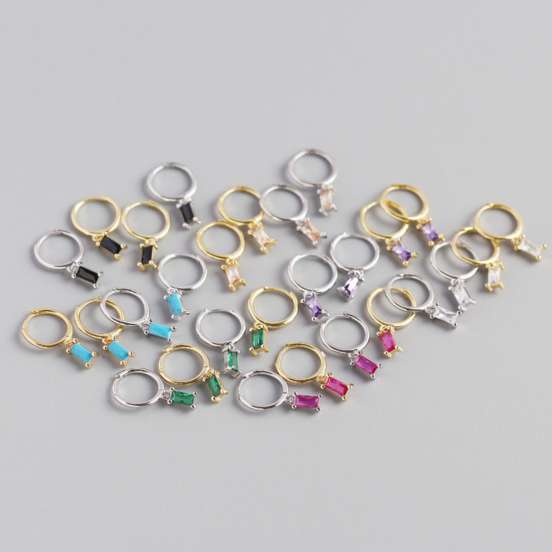 Lovcia Geometry Rectangle CZ Hoop Earrings 20mm Gold-Earrings-Yellow Gold * White Cz-Yellow Gold * White Cz
