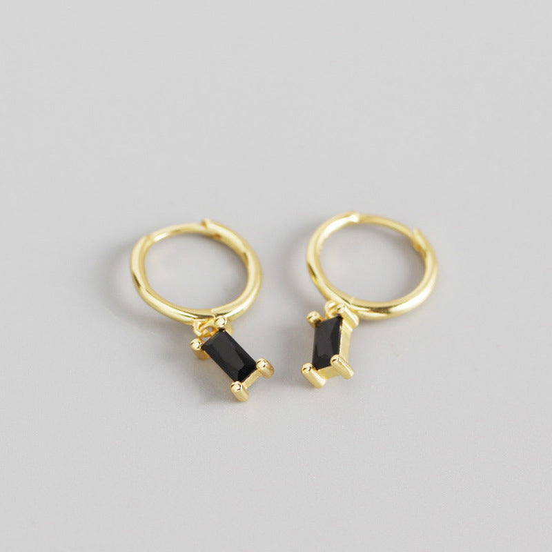 Lovcia Geometry Rectangle CZ Hoop Earrings 20mm Gold-Earrings-Yellow Gold * White Cz-Yellow Gold * White Cz