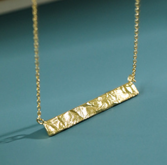 Lovcia Geometry Rectangle Tag Necklace Gold 42mm Pendant-Necklaces-Yellow Gold-