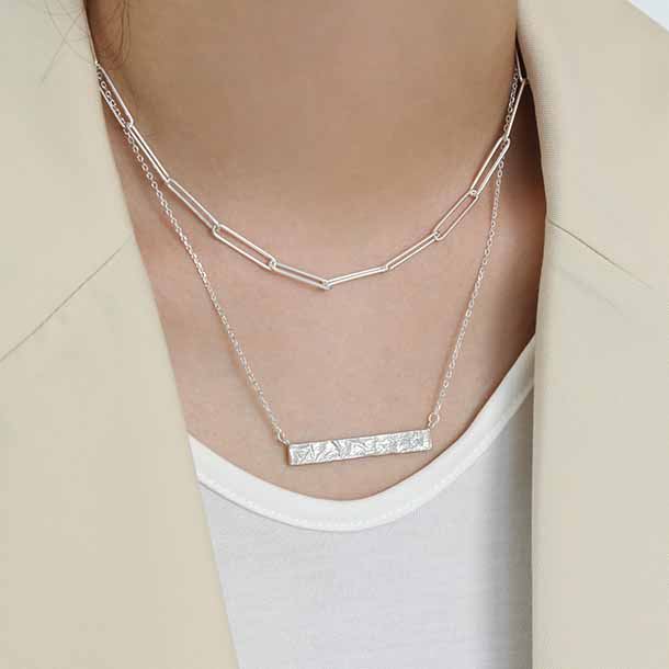 Lovcia Geometry Rectangle Tag Necklace Gold 42mm Pendant-Necklaces-Yellow Gold-