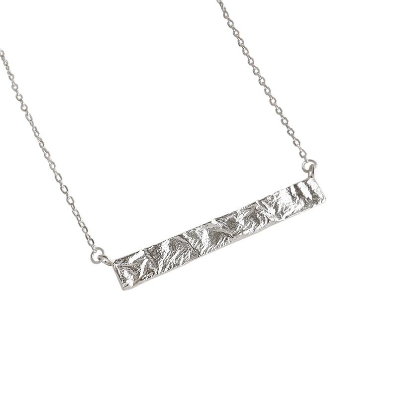Lovcia Geometry Rectangle Tag Necklace Gold 42mm Pendant-Necklaces-Yellow Gold-