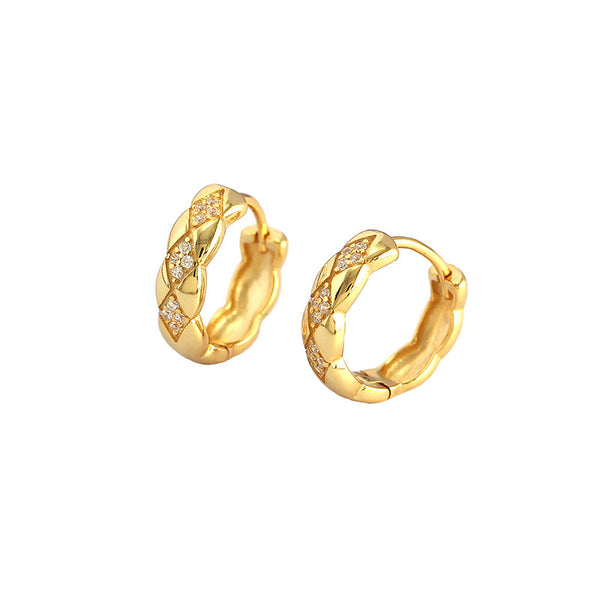 Lovcia Geometry Rhombus CZ 925 Gold Hoop Earrings-Earrings-Yellow Gold-Yellow Gold