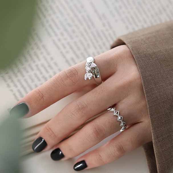 Lovcia Geometry Rhombus Wave Gold Tone Adjustable Ring-Rings-Yellow Gold-