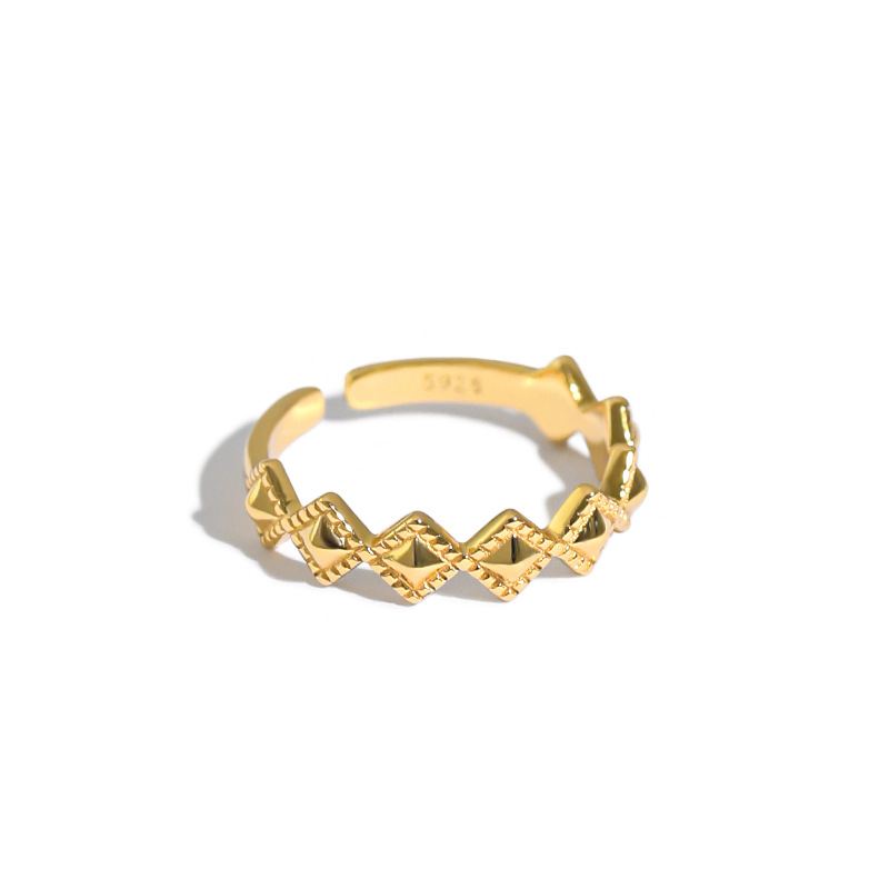 Lovcia Geometry Rhombus Wave Gold Tone Adjustable Ring-Rings-Yellow Gold-