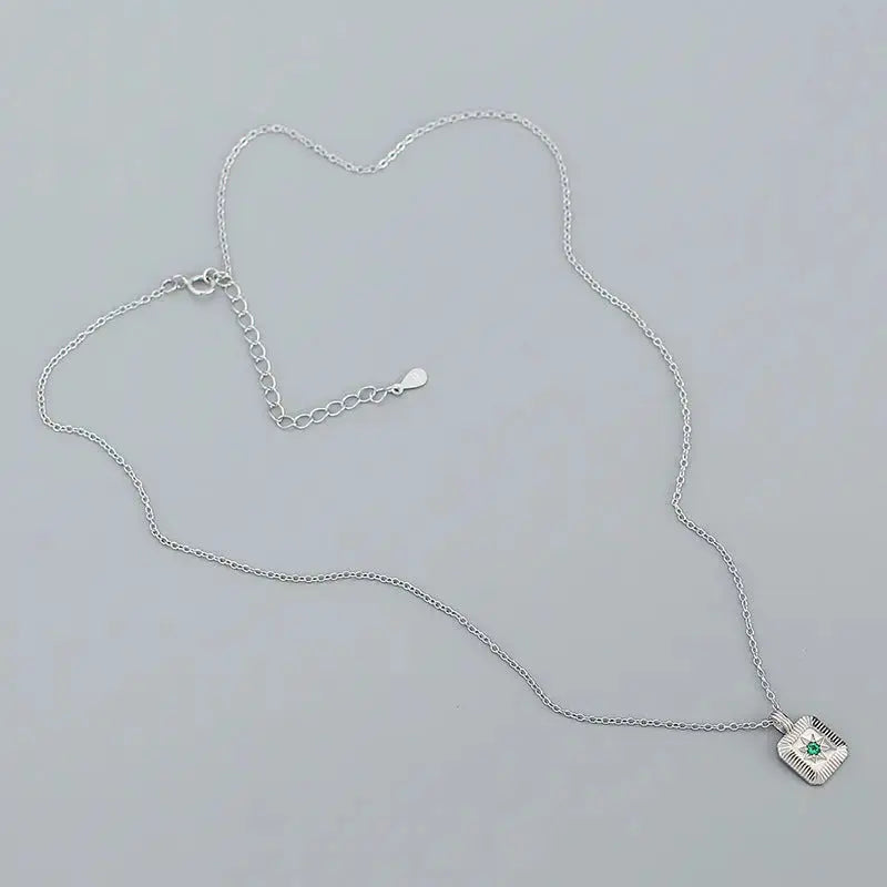 Lovcia Geometry Square CZ Octagonal Star 925 Sterling Silver Necklace-Necklaces-Rhodium-Rhodium