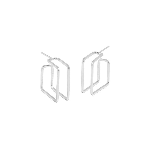 Lovcia Geometry Square Hollow Lines Gold 925 Stud Earrings-Earrings-Yellow Gold-Yellow Gold