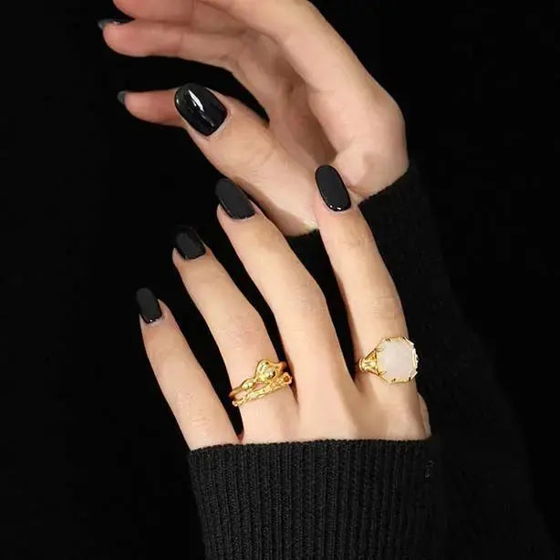 Lovcia Geometry Square Natural Crystal 925 Sterling Silver Adjustable Ring-Rings-Silver-Silver