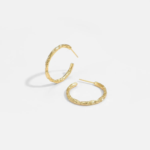 Lovcia Geometry Tinfoil Pattern Circle 925 Sterling Silver Hoop Earrings-Earrings-Rhodium-Rhodium