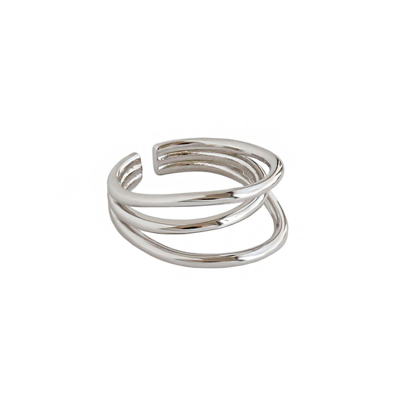 Lovcia Geometry Triple Layers Adjustable Open Ring Gold-Rings-Yellow Gold-Yellow Gold