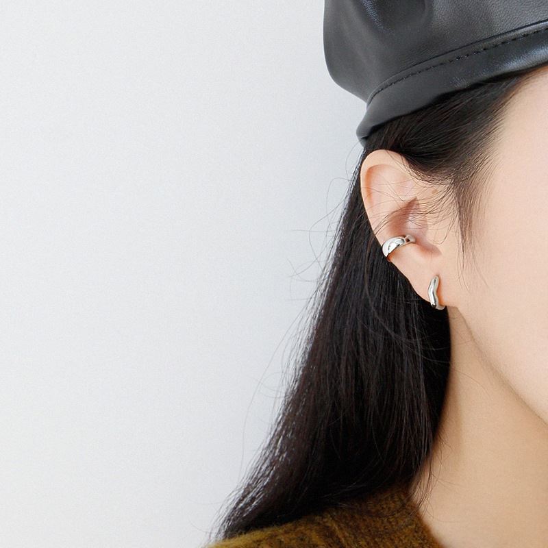 Lovcia Geometry Wave 925 Gold Plated Huggie Hoops 3x10mm-Earrings-Yellow Gold-Yellow Gold