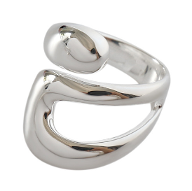 Lovcia Geometry Wide Double Layer Adjustable Ring Gold-Rings-Rhodium-Rhodium