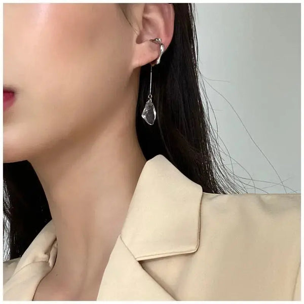 Lovcia Get Glamorous Vintage Crystal Tassel Ear Clip - A Must-Have for Fashion Women-Earrings-Silver-Silver
