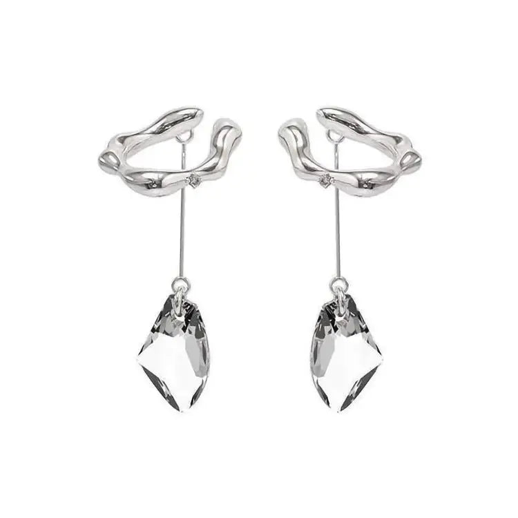 Lovcia Get Glamorous Vintage Crystal Tassel Ear Clip - A Must-Have for Fashion Women-Earrings-Silver-Silver
