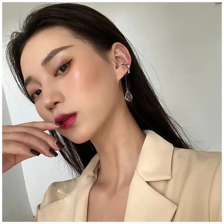 Lovcia Get Glamorous Vintage Crystal Tassel Ear Clip - A Must-Have for Fashion Women-Earrings-Silver-Silver