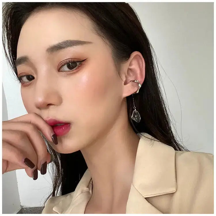 Lovcia Get Glamorous Vintage Crystal Tassel Ear Clip - A Must-Have for Fashion Women-Earrings-Silver-Silver