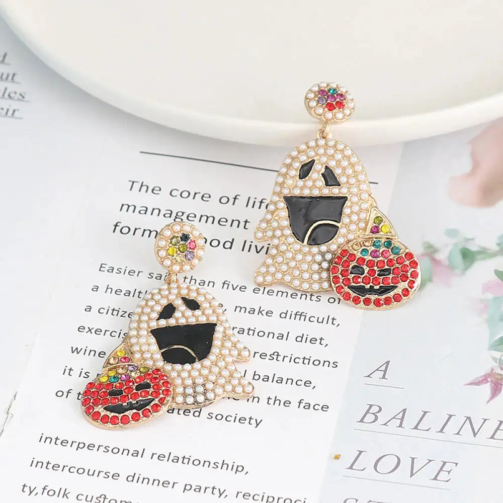 Lovcia Ghost Rhinestone Alloy Earrings-Earrings-Multicolor-One Size-Multicolor