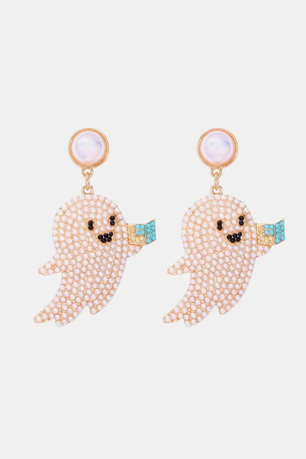 Lovcia Ghost Shape Synthetic Pearl Dangle Earrings-Earrings-White-One Size-White