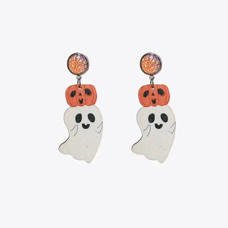 Lovcia Ghost Shape Wooden Dangle Earrings-Earrings-Style A-One Size-Style A